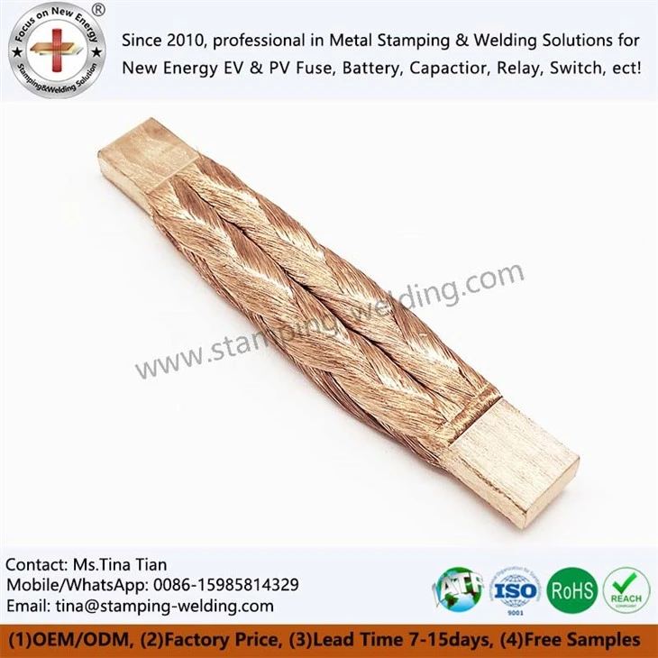 Customized Copper Ground Strap Wire with Terminals Plugs For Automotive Industry