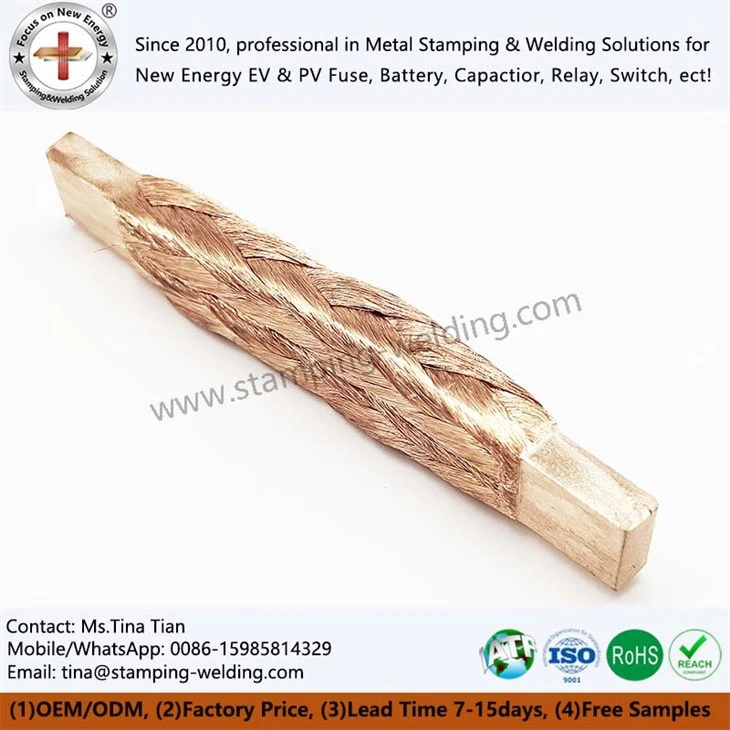 Copper Ground Strap Wire with Terminals Plugs For Automotive Industry Export Supplier