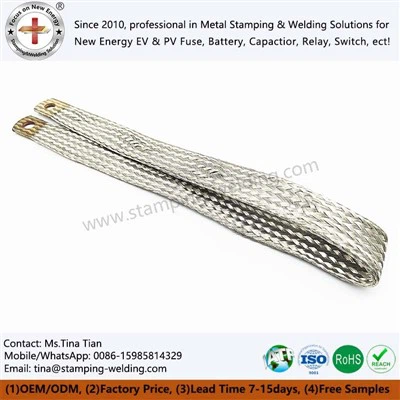 Tinpated platte flexibele koperen gevlochten connector